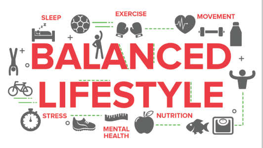 Balanced lifestyle icons depicting balance in daily activity
