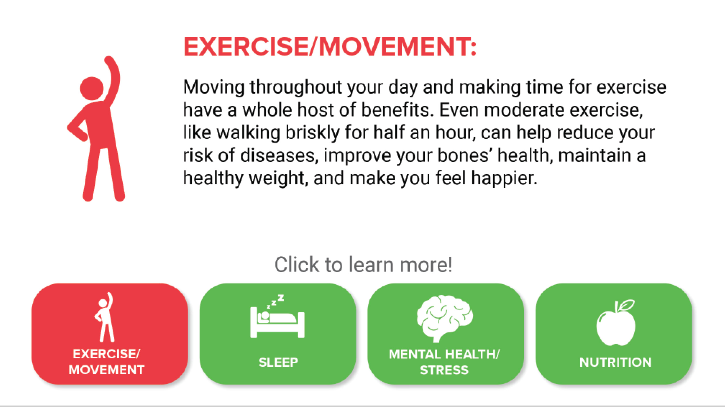 Exercise/movement best practices graphic
